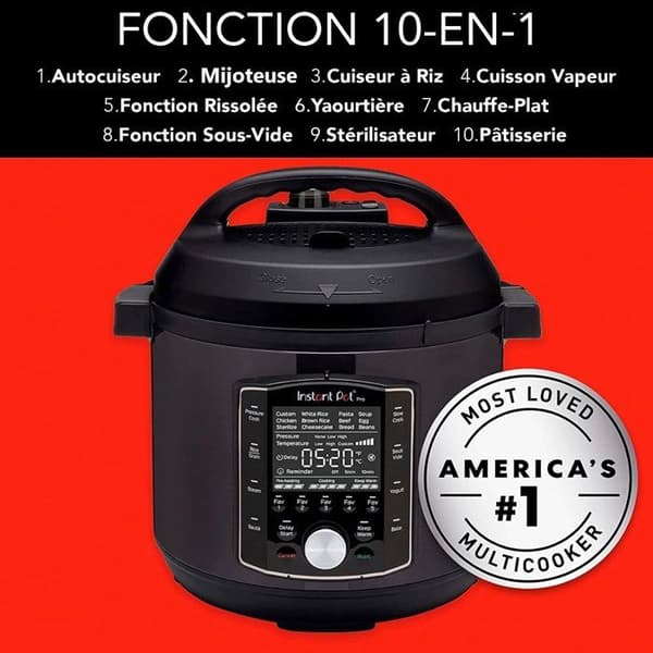 Instant Pot Pro 10-i-1 multifunktionell elektrisk spis - 1200 W - Svart - 5,7 L