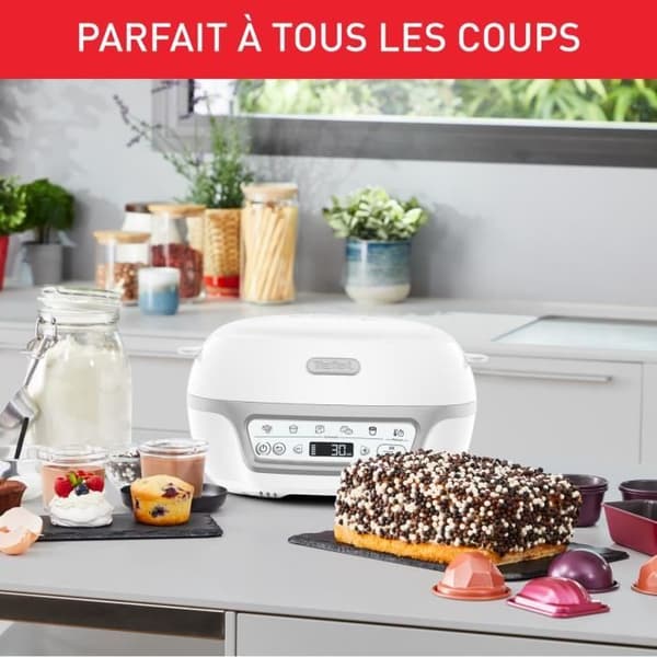 TEFAL Intelligent kakmaskin, 5 program, Manuellt läge, CreaBake-formar, Dedikerad applikation, Cake Factory Délices KD812110