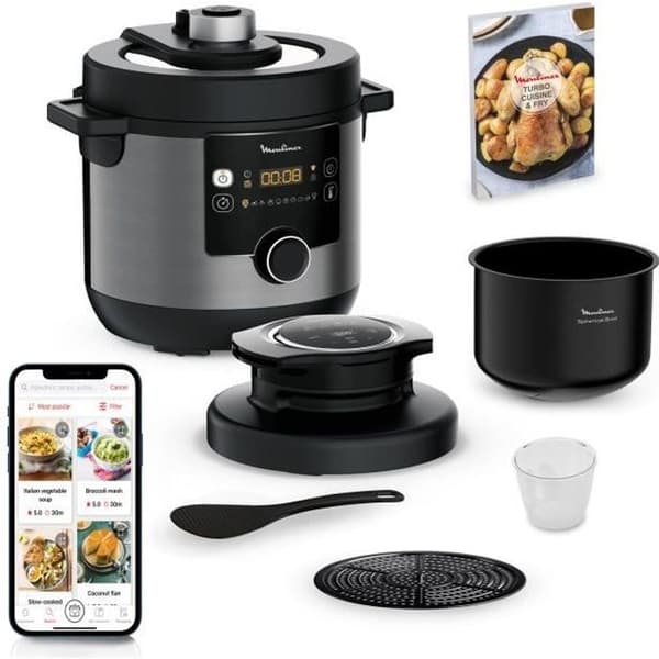 MOULINEX CE778810 Multicooker, Turbo-Crisp Lock, 15 autoprogram, Tryckkokning, Dedikerad App, Turbo Cuisine & Fry