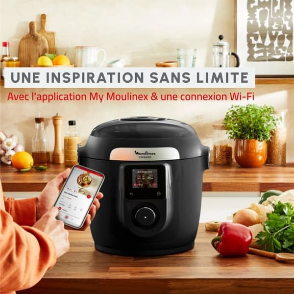 MOULINEX Cookeo Wifi 10-i-1, Multikokare, 6L, 10 tillagningslägen, Svart CE96G810