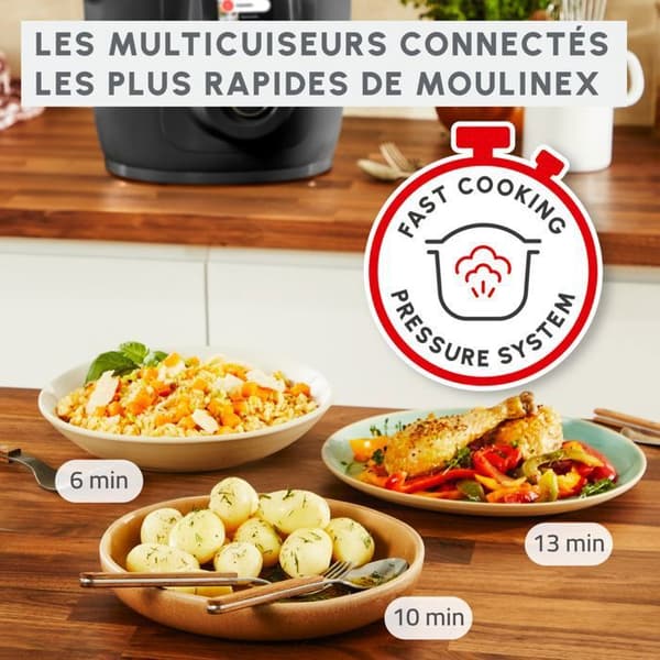MOULINEX Cookeo Wifi 10-i-1, Multikokare, 6L, 10 tillagningslägen, Svart CE96G810