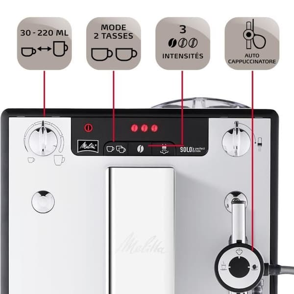 Melitta Coffee Machine - Solo &amp; Perfect Milk E957-203 Silver