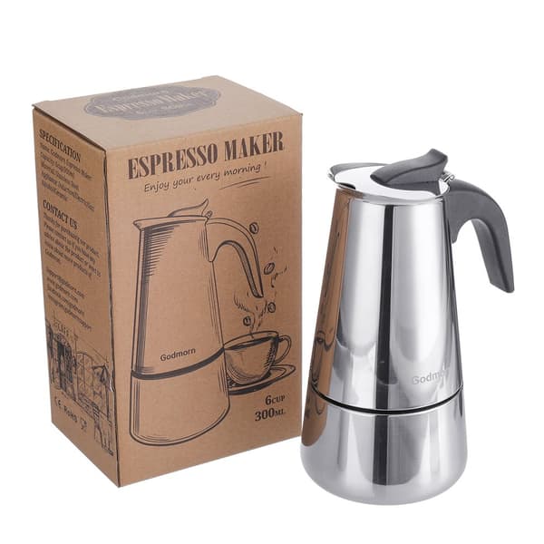 Espressobryggare kaffebryggare mockakanna gjord av 430 rostfritt stål, espressobryggare för 4/6/10 koppar, kaffebryggare induktionsspis lämplig spishä