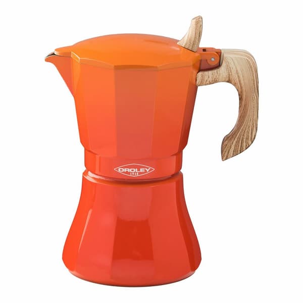 Italiensk Kaffepanna Oroley Petra Orange Aluminium 6 Koppar