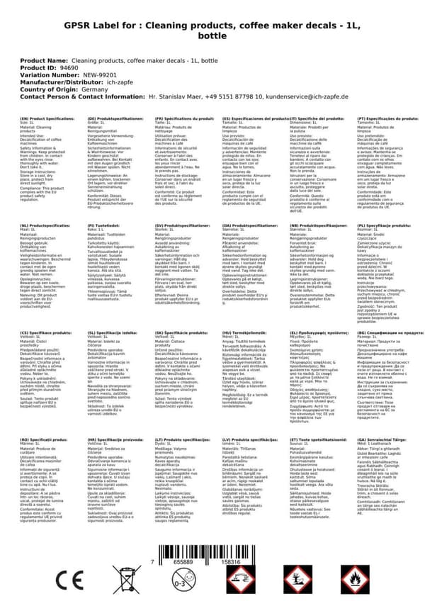 Kalkinpoistoaine, kahvinkeittimen kalkinpoistoaine - Bevi Descale Liquid, 1 L