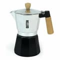 Miniatyrbild 2 av 2: Italiensk Kaffepanna Quttin Trä Aluminium 9 Koppar (6 antal)