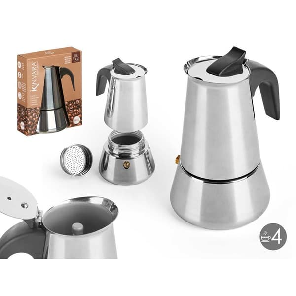Italiensk Kaffepanna Kinvara S12AA-4T Svart Silvrig Stål 4 Csészék