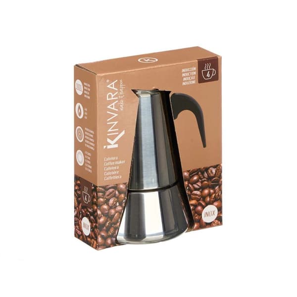 Italiensk Kaffepanna Kinvara S12AA-4T Svart Silvrig Stål 4 Csészék