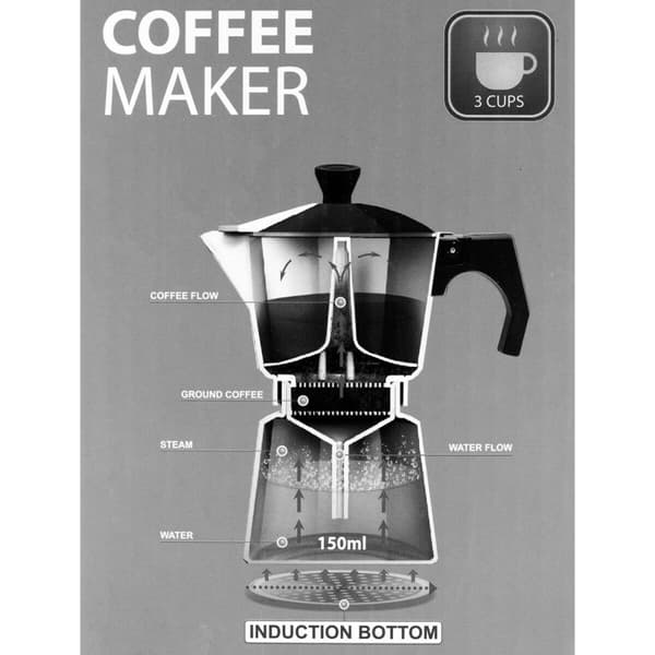 Italiensk Kaffepanna Feel Maestro MR-1667-6 Svart Granit Aluminium 300 ml 6 Koppar