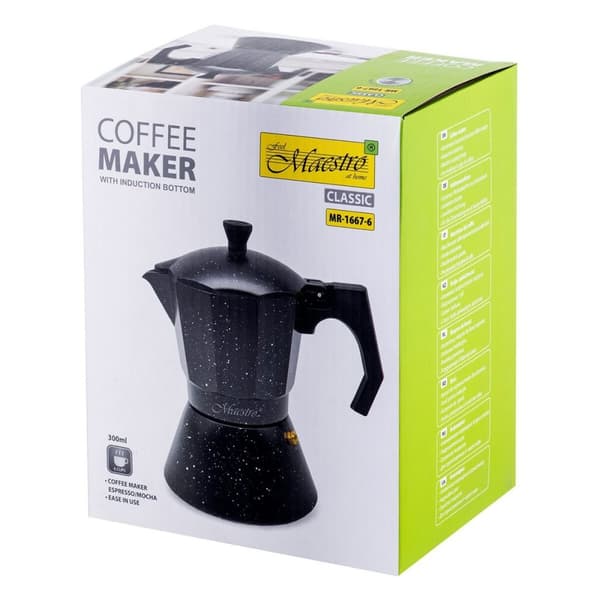 Italiensk Kaffepanna Feel Maestro MR-1667-6 Svart Granit Aluminium 300 ml 6 Koppar