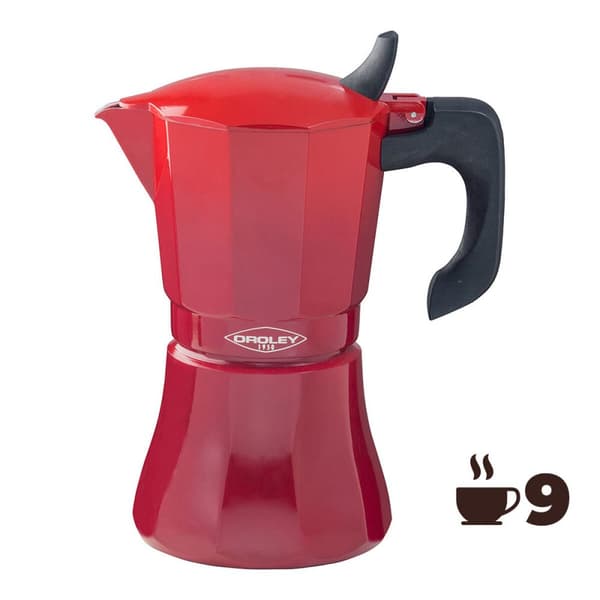 Italiensk Kaffepanna Oroley Petra Röd Aluminium 9 Koppar