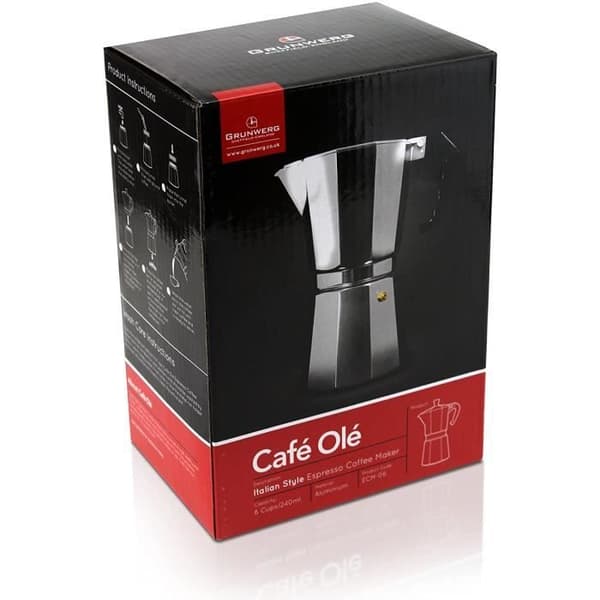 Café Olé Café Ole Italiensk kaffebryggare i aluminium 3 koppar 6 koppar (240 ml) 6 koppar (240 ml). -ECM-06