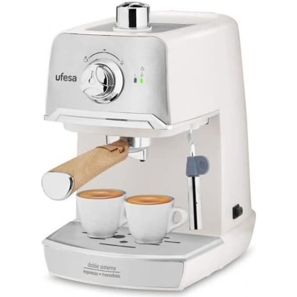 UFESA CE7238 CREAM Espressomaskin - 20 bars tryckpump - Malet kaffe och baljor - Vit/Grädde