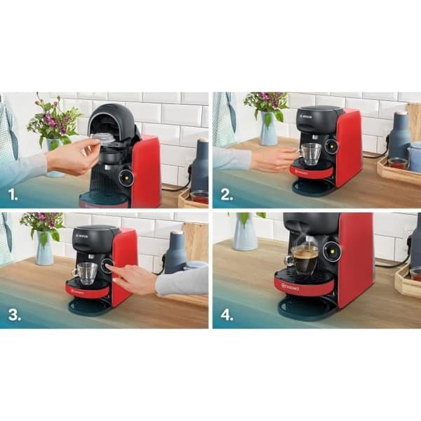 Kaffemaskin för flera drycker - BOSCH TASSIMO - TAS163E - T16 Finesse - 1400 W - 0,7 l - Röd