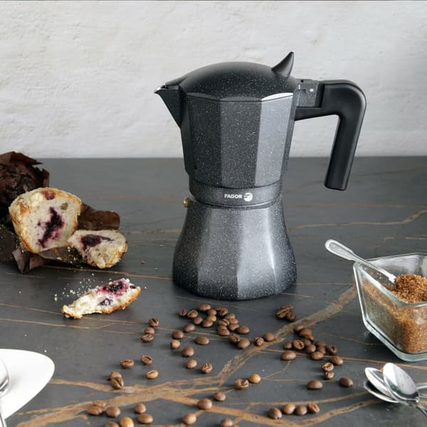 Italiensk Kaffepanna Fagor Svart Aluminium