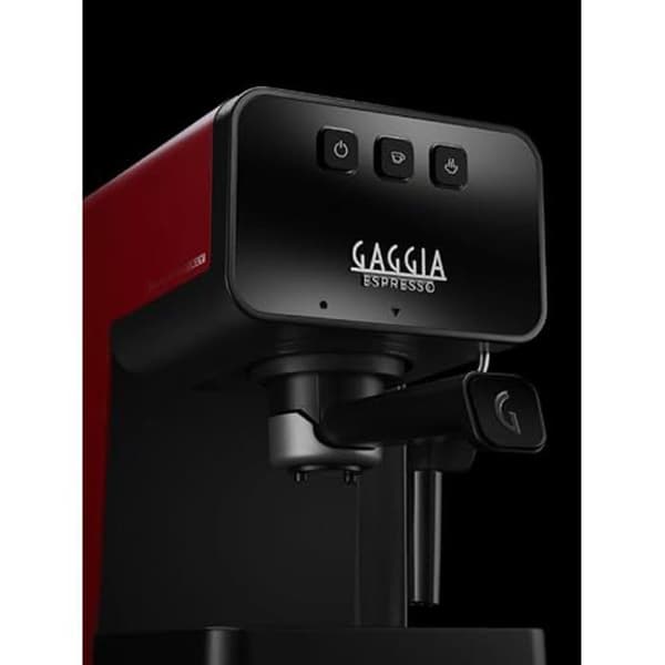Gaggia manuell espressomaskin och cappuccinobryggare med mjölkskummare, lavaröd