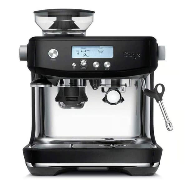 Sage - The Barista Pro, Kaffemaskin med Kvarn och Manuell Mjölkskummare, Svart Tryffel