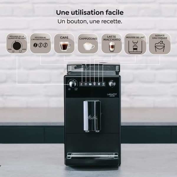 Kaffemaskin - MELITTA - Latticia OT - 1,5 L vattentank - 250 g böntank - 1450 W - Matt svart