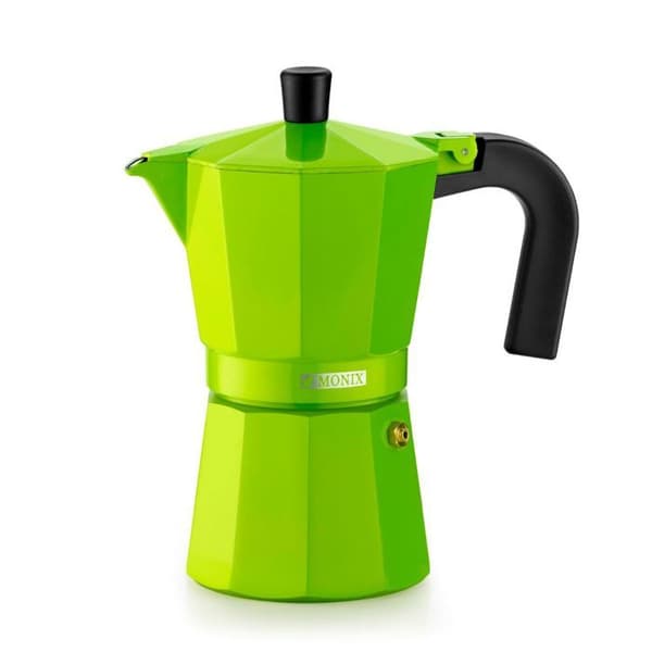 Italiensk kaffebryggare - Monix - Lima - Aluminium - 6 koppar - Limegrön