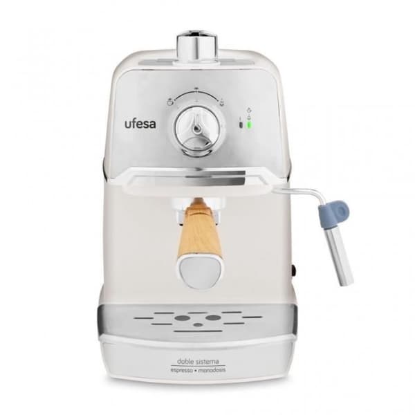 UFESA CE7238 CREAM Espressomaskin - 20 bars tryckpump - Malet kaffe och baljor - Vit/Grädde