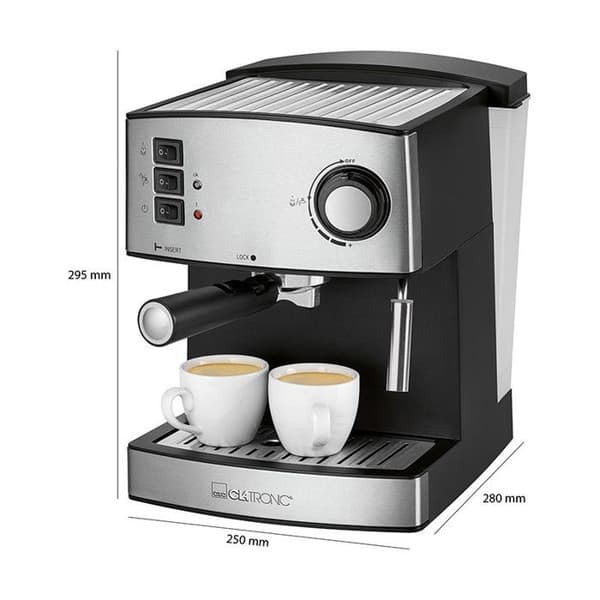Espressomaskin - CLATRONIC - ES 3643 - 15 bar - Malet kaffe - Rostfritt stål