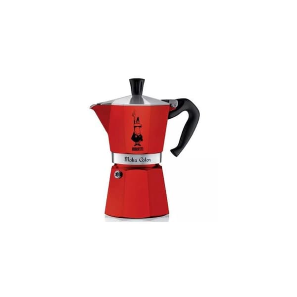 Italiensk kaffekanna - Bialetti - Moka Express - 3 koppar - Röd - Polerat aluminium