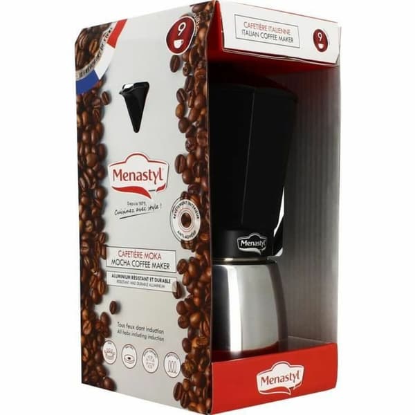 Italiensk Kaffekande Menastyl Aluminium 9 Kopper 6 Kopper