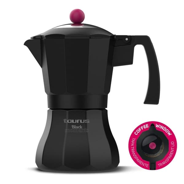 Italiensk Kaffekande Taurus Black Moments 3 Sort Aluminium 3 Skodelice