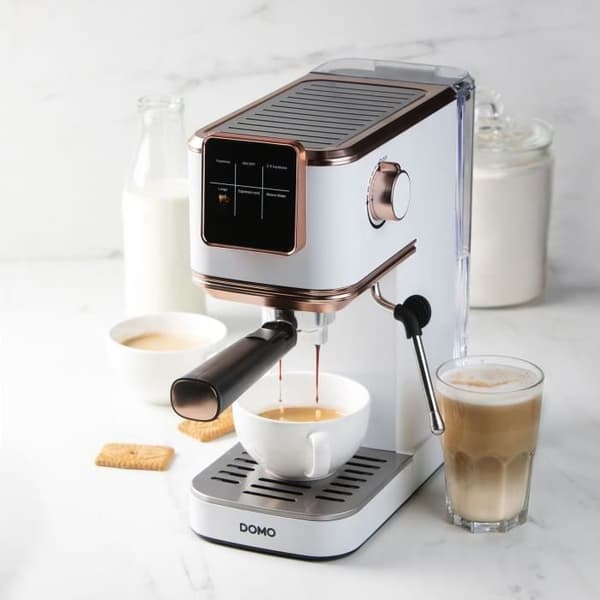 Espresso-maskin 3 i 1 - DOMO - DO746K - 1350 W - 20 Bar - Vit / Rosa
