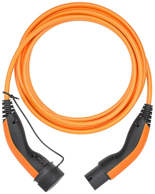 Laddkabel Typ 2, upp till 22 kW, 5 m, orange