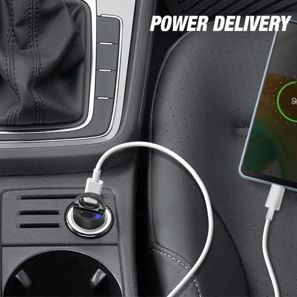 Laddare Bil - Swissten - 30W - Dubbel USB-C Port - Power Delivery - Kompakt Svart