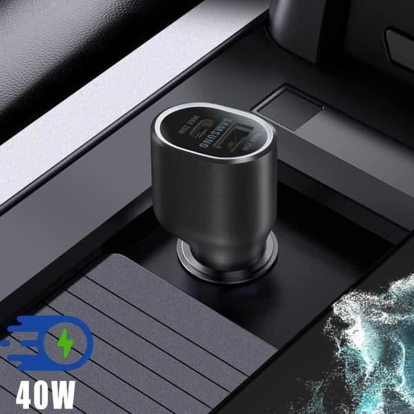 Laddare Bil - Samsung - 40W - USB-C PD 25W - USB 15W - Svart