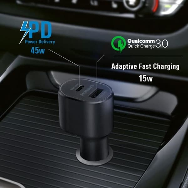 Billaddare - Samsung - 60W - USB-C Supersnabbladdning - Snabbladdning - Svart