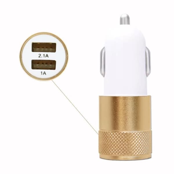 USB Cigarette Lighter Laddare - Motorola - Moto E7i Power - Dubbel Port - Ultra Snabb - Gul