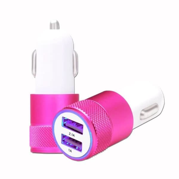 Rosa USB cigarettändare laddare Dubbla portar Ultrasnabb USB X2 billaddare 12-24V för Huawei nova 10z