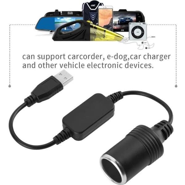 Cigarettändaruttag omvandlare - DUO - USB till 12V - Svart - Universal - Praktisk