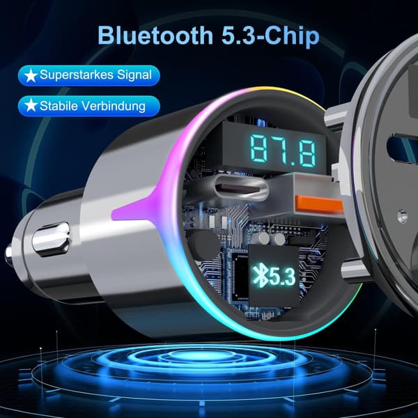 INF Bluetooth 5.3 biloplader med QC3.0 & PD hurtigopladning 0