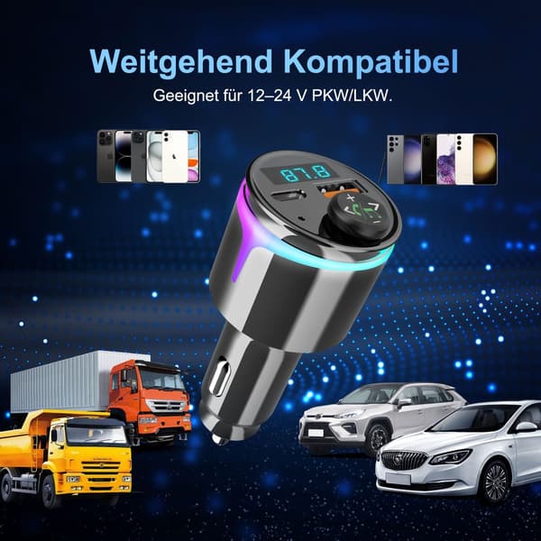 INF Bluetooth 5.3 biloplader med QC3.0 & PD hurtigopladning 0
