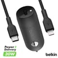Miniatyrbild 1 av 4: USB-C-tändaruttag - BELKIN - BoostCharge - 30W - Lightning-kabel 1m - Svart