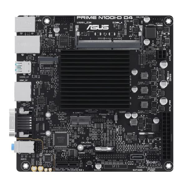 ASUS Prime N100I-D D4 Intel N100 moderkort (Intel N100-processor, PCIe 3.0, USB 3.2 Gen 2, M.2, DDR4)