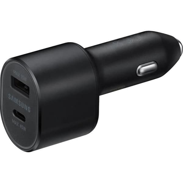45W ultrasnabb dubbel billaddare + 1,5 m USB C/USB C-kabel Svart Samsung