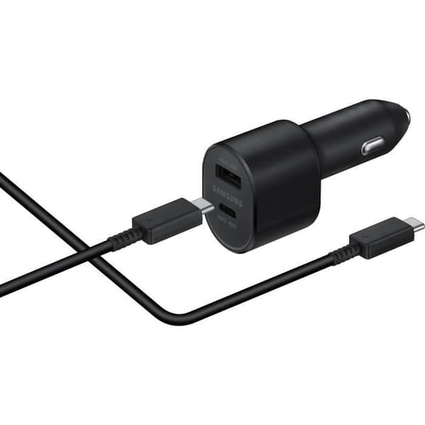 45W ultrasnabb dubbel billaddare + 1,5 m USB C/USB C-kabel Svart Samsung Svart