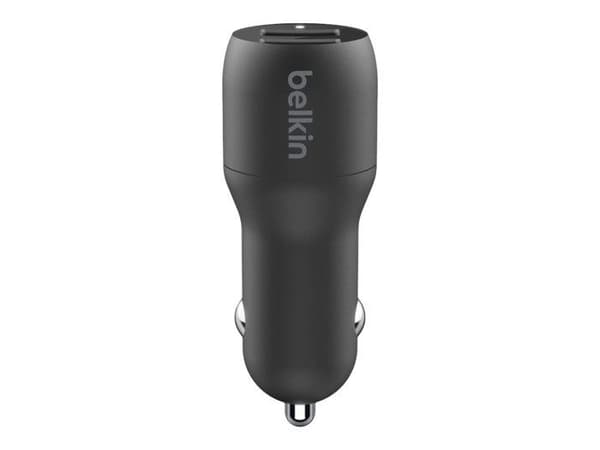 Billaddare - BELKIN - DUAL USBA CAR CHARG 1M - 2 USB-A-portar - 24W - Svart