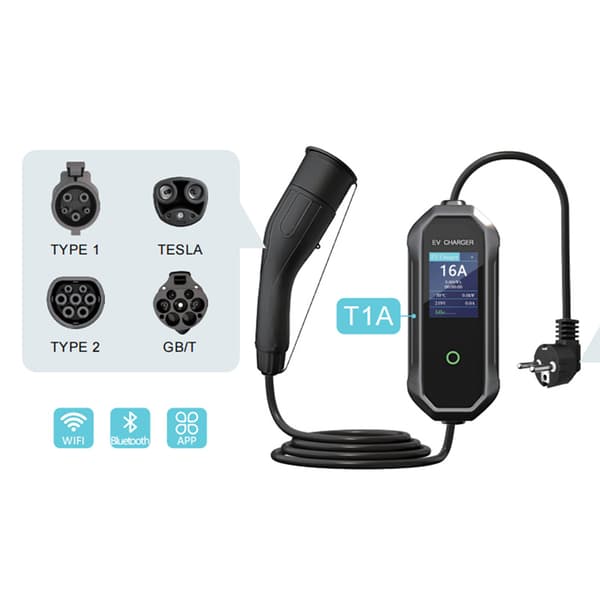 INF EV-lader, 16A 3,5KW bærbar EVSE nivå 1-2 ladekabel, 5M