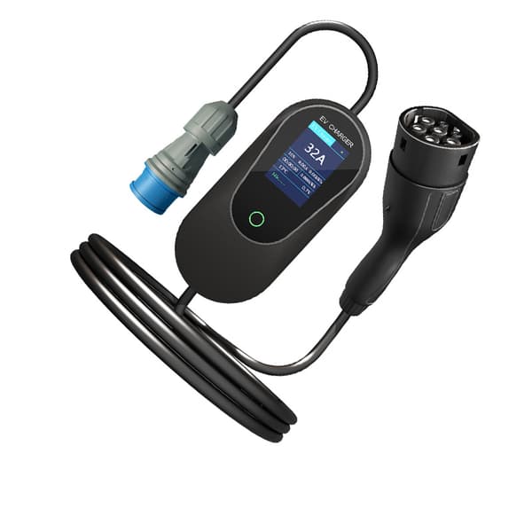 INF Bærbar elbiloplader type 2 – 7kW, 32A, 5m ladekabel (EVSE)
