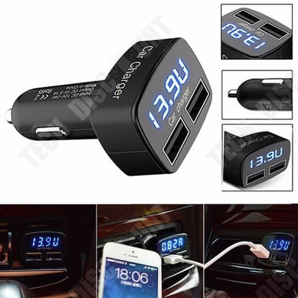 TD® Billaddare Biltillbehör USB-laddare Strömförsörjning 2 cigarettändarutgångar -12 V -4 i 1- Optimerad för iPhone