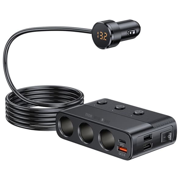 Billaddare - TD® - Smart cigarettändare - 4 USB-portar - 128W ström - Universal
