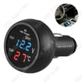 Miniatyrbild 1 av 4: TD® Voltmeter Bilcigarettändare Termometer USB LED Autoladdare 12-24V Laddare LED Digital Display Bilcigarettändare