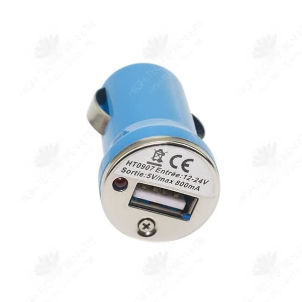 HTBE® mini single port 1A bullet billaddare med blå IC skydd billaddare, universal för bilar och lastbilar