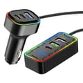Miniatyrbild 1 av 4: Laddare Bil 22.5W 3 USB-C + 3 USB Förlängningssladd 1.5m Svart